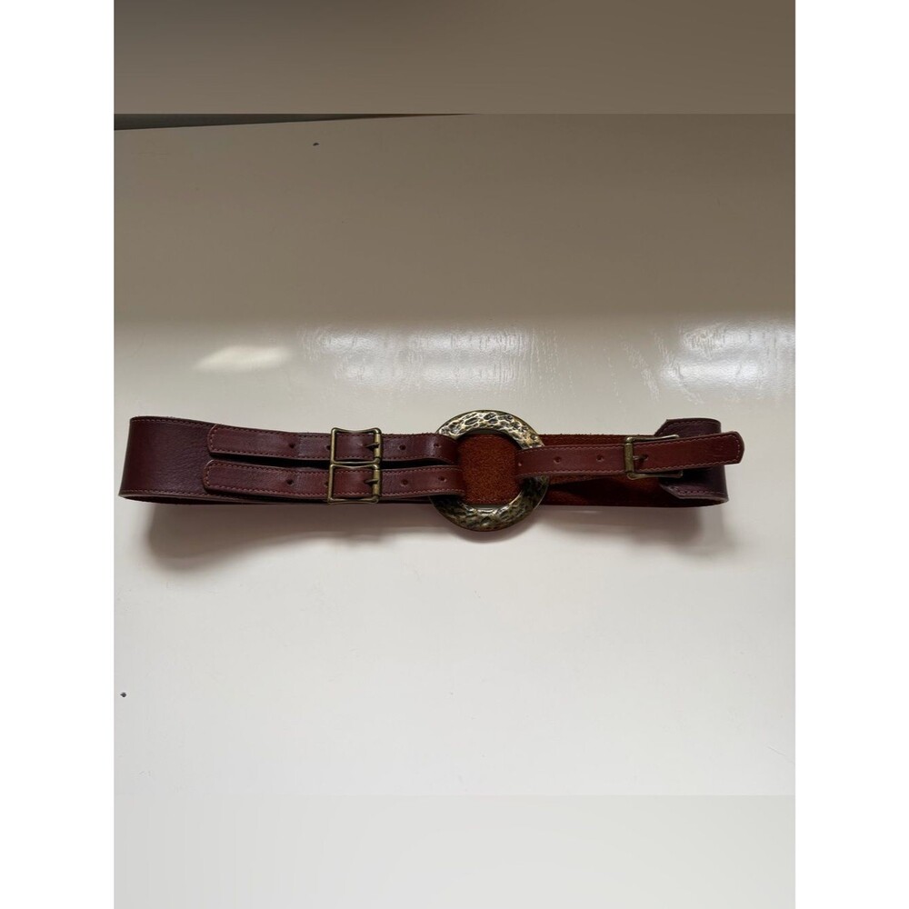 Leatherock Hip Belt Brass Ring Brown Leather Wide Chunky Western Boho